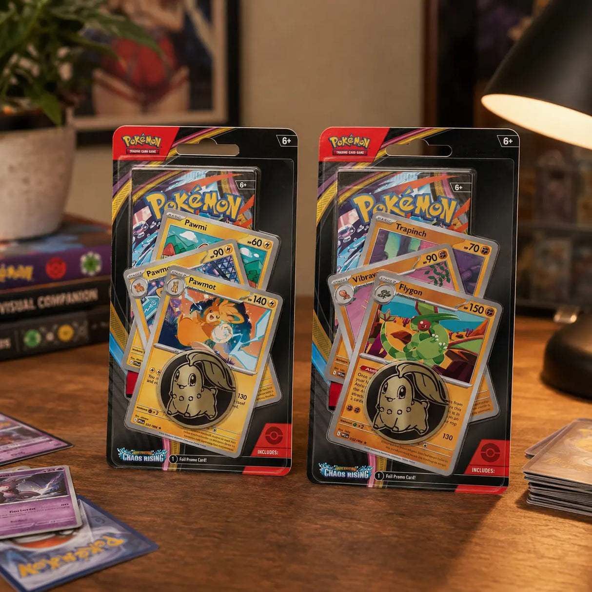 Chaos Rising 1-Pack Premium Blister auf dem Schreibtisch – Pokemon Sammler Lifestyle bei CardsRfun