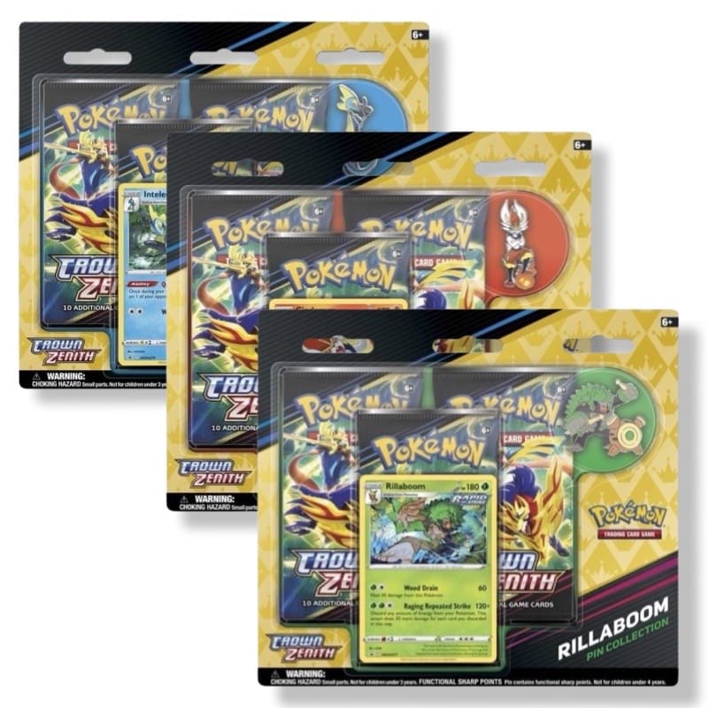 Pokemon Crown Zenith Pin Collection- Rillaboom / Inteleon / Cinderace
