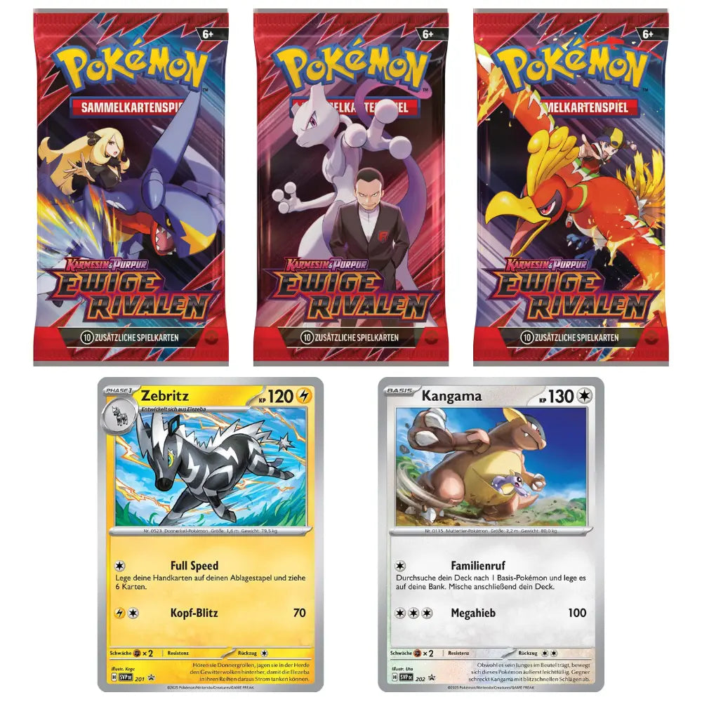 Pokemon Ewige Rivalen: 3-Pack Blister Zebritz Kangama CardsRfun