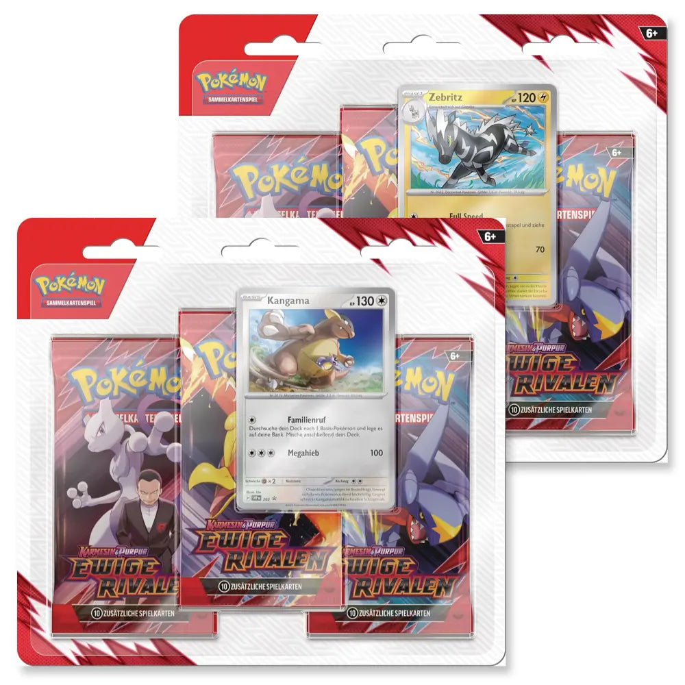 Pokemon Ewige Rivalen: 3-Pack Blister Zebritz Kangama CardsRfun