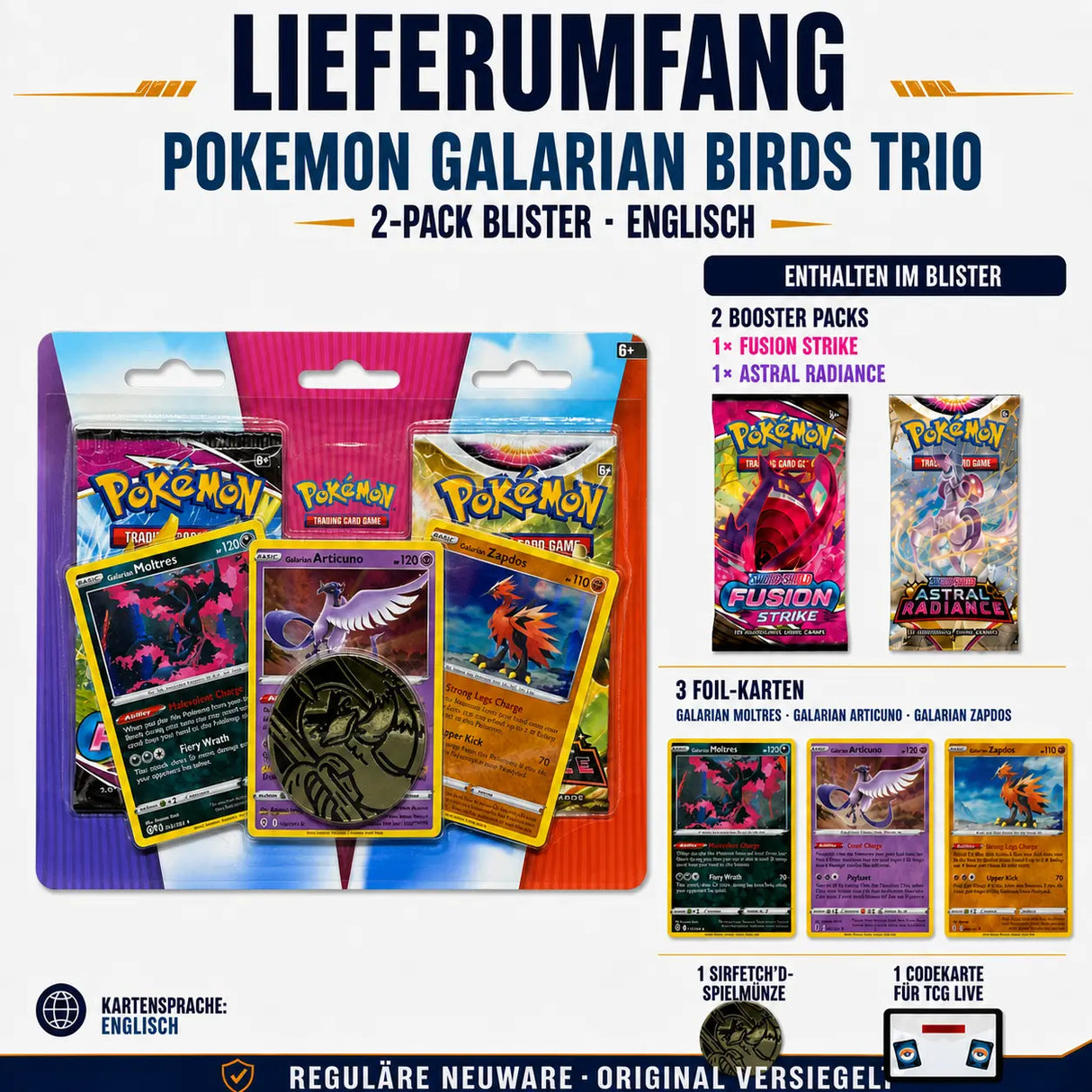 Pokemon Galarian Birds Trio: 2-Pack Blister