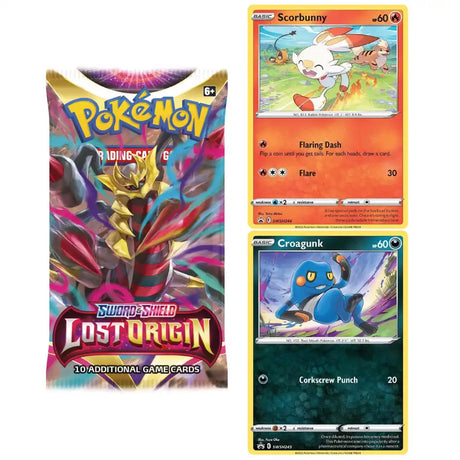 Pokemon Lost Origin: 1-Pack Blister Scorbunny/ Croagunk CardsRfun