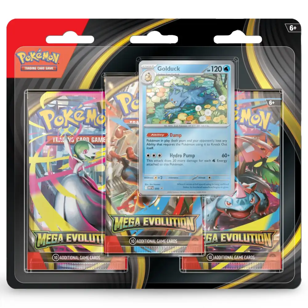 Pokemon Mega Evolution: 3-Pack Blister Psyduck Golduck CardsRfun
