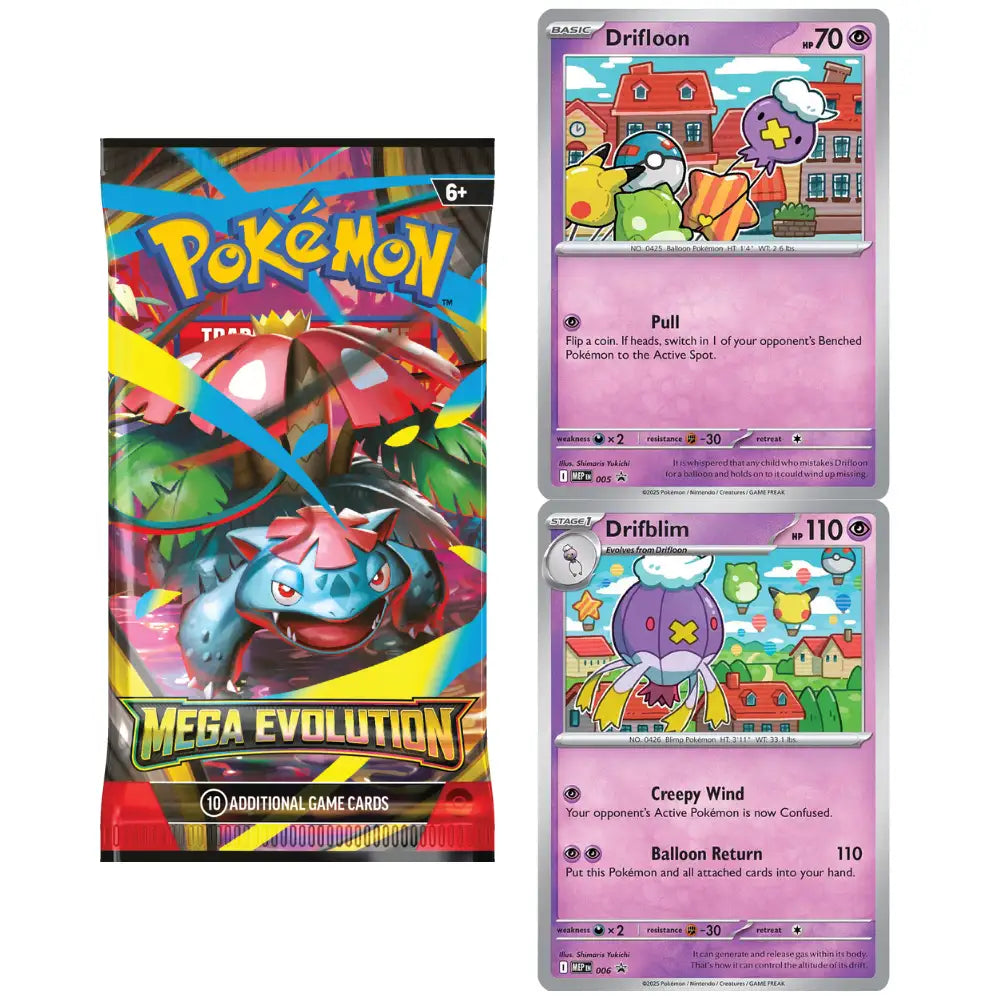 Pokemon Mega Evolution: 1-Pack Blister Drifloon Drifblim CardsRfun
