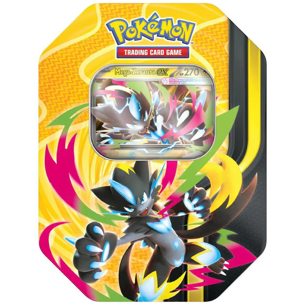 Rückseite Pokemon Mega Kräfte Tin mit Inhaltsangabe DE – bei CardsRfun