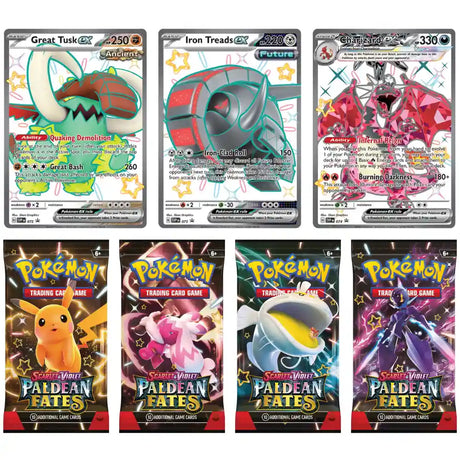Pokemon Paldean Fates Tin: Charizard / Great Tusk / Iron Treads CardsRfun