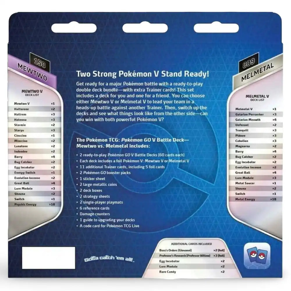 Pokemon GO V Battle Deck Bundle Mewtwo Melmetal CardsRfun