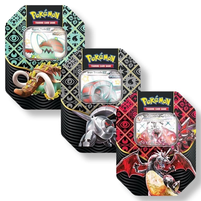 Pokemon Paldean Fates Tin: Charizard / Great Tusk / Iron Treads