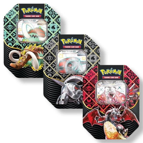 Pokemon Paldean Fates Tin: Charizard / Great Tusk / Iron Treads