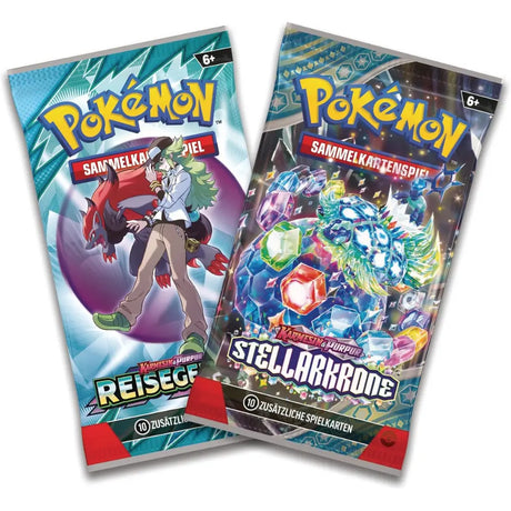 Karmesin Purpur Reisegefährten und Stellarkrone Booster im 2-Pack Blister – bei CardsRfun