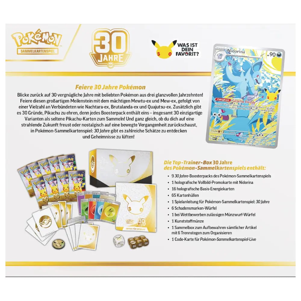 Pokemon 30 Jahre Top-Trainer-Box Inhalt Nidorina Promo – bei CardsRfun