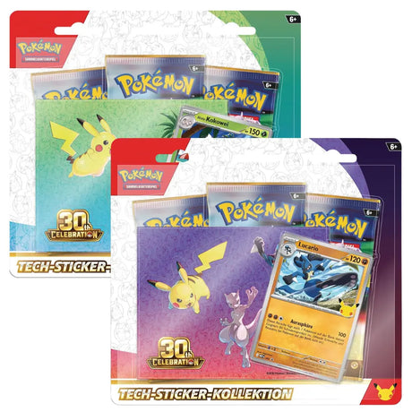Pokemon 30 Jahre Tech Sticker Kollektion – Alola-Kokowei und Lucario im Vergleich – bei CardsRfun