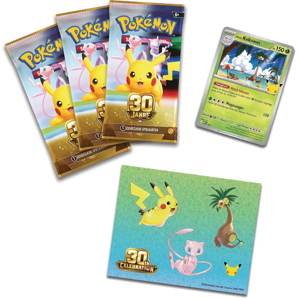 Pokemon 30 Jahre Tech Sticker Kollektion Alola-Kokowei – Booster, Promokarte und Sticker-Bogen – bei CardsRfun