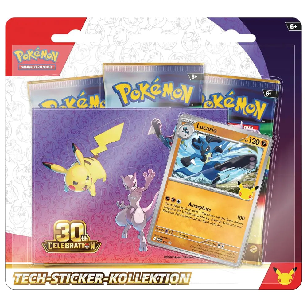 Pokemon 30 Jahre Tech Sticker Kollektion Lucario – Verpackung mit Promokarte – bei CardsRfun