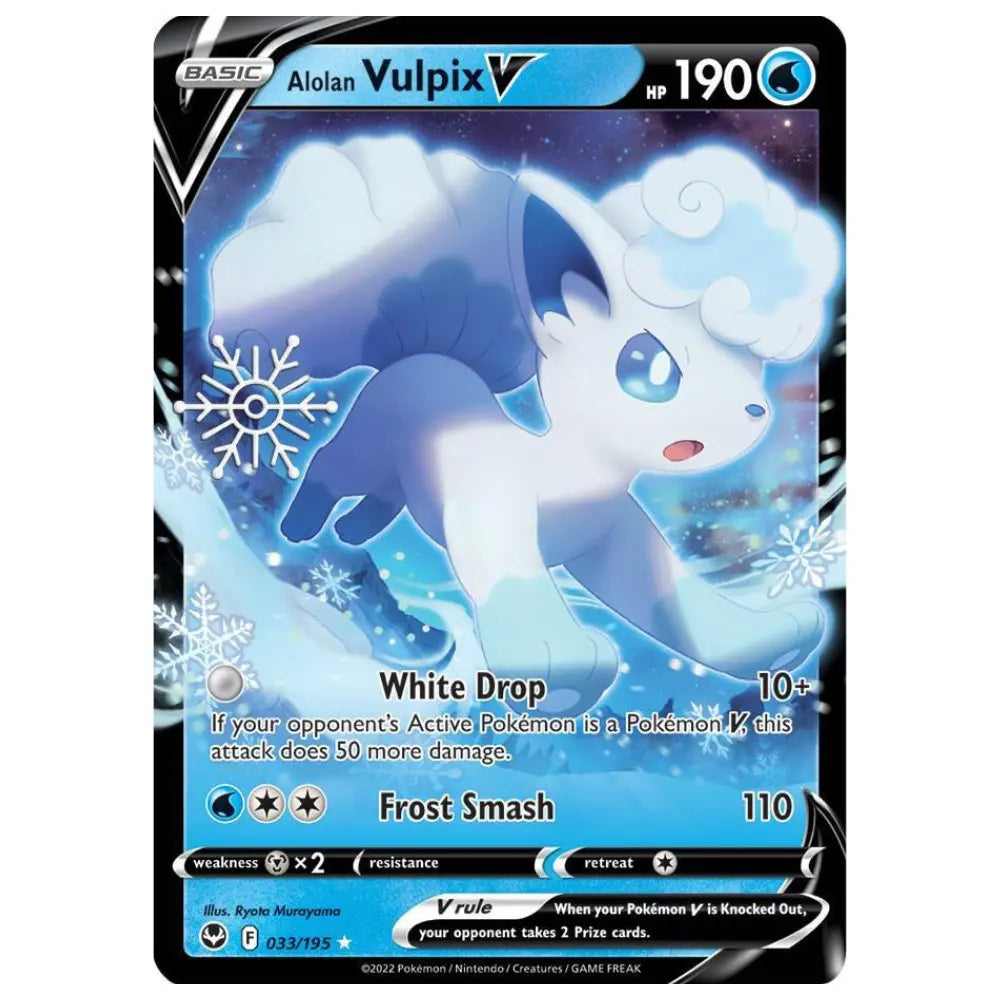 Pokemon Alolan Vulpix V SIT 033/195 Silver Tempest Schneeflocke Stempel – bei CardsRfun