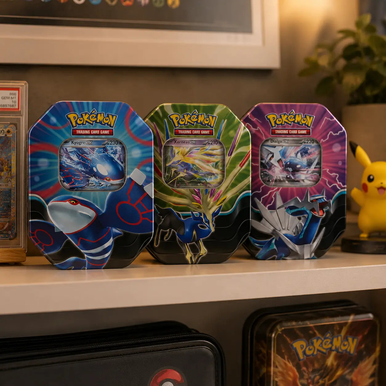 pokemon trading card games azure legends tin Pokemon Azure Legends Tin – Kyogre / Xerneas / Dialga ex