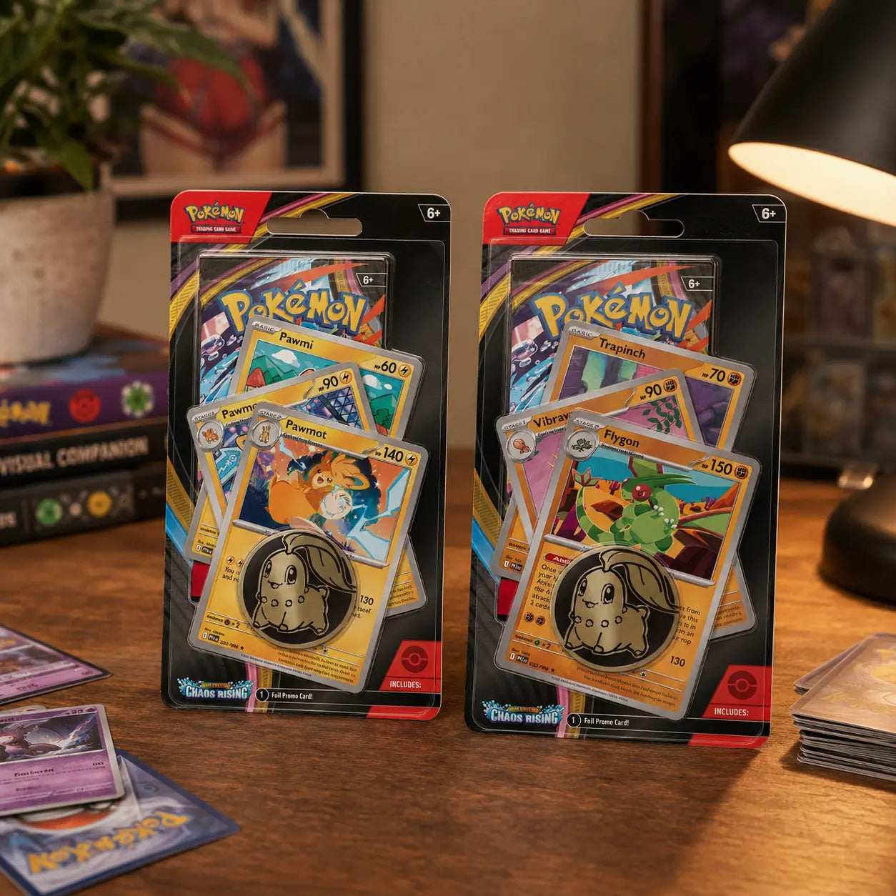 Chaos Rising 1-Pack Premium Blister auf dem Schreibtisch – Pokemon Sammler Lifestyle bei CardsRfun