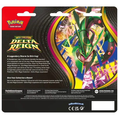 Rückseite Pokemon Delta Reign 3-Pack Blister Mega Rayquaza ex – bei CardsRfun
