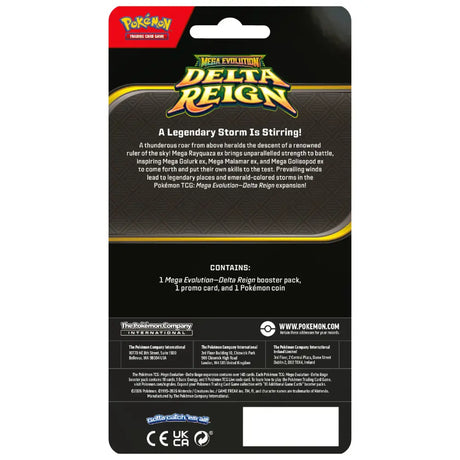 Rückseite Pokemon Delta Reign 1-Pack Blister Inhaltsangabe – bei CardsRfun