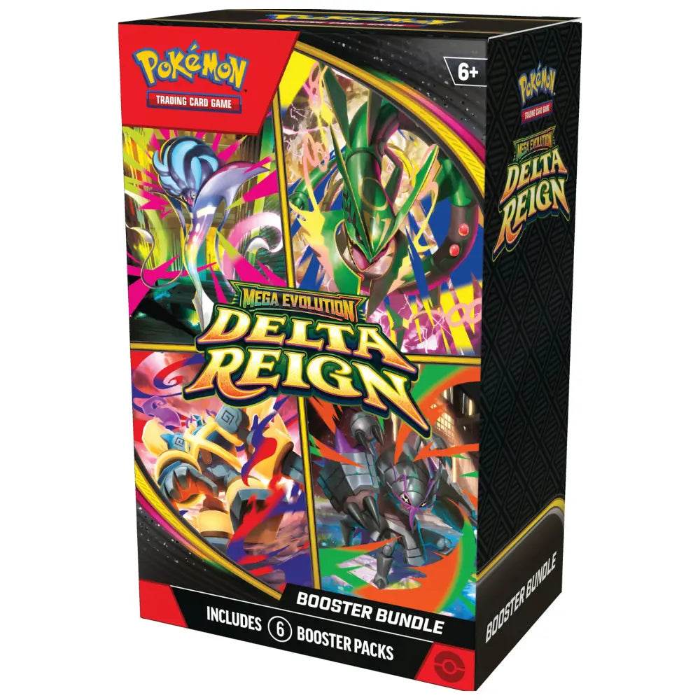 Delta Reign Booster Bundle Frontansicht vier Mega-Formen – bei CardsRfun