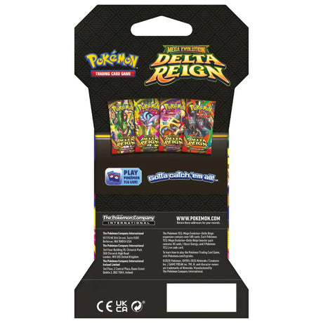 Rückseite Delta Reign Sleeved Booster mit Inhaltsangabe – bei CardsRfun