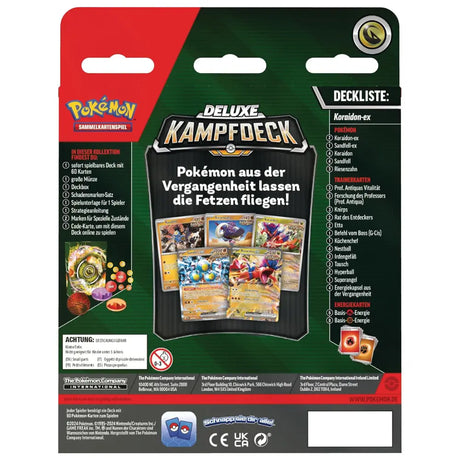 Rückseite des Deluxe Kampfdecks Koraidon ex mit vollständiger Deckliste – bei CardsRfun