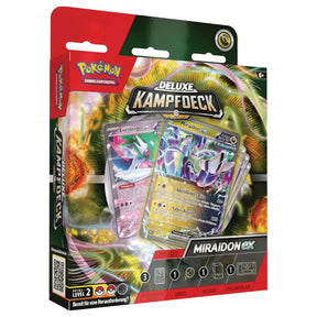Pokemon Deluxe Kampfdeck Miraidon ex – Box-Front mit Miraidon ex und Eisenkrieger ex – bei CardsRfun