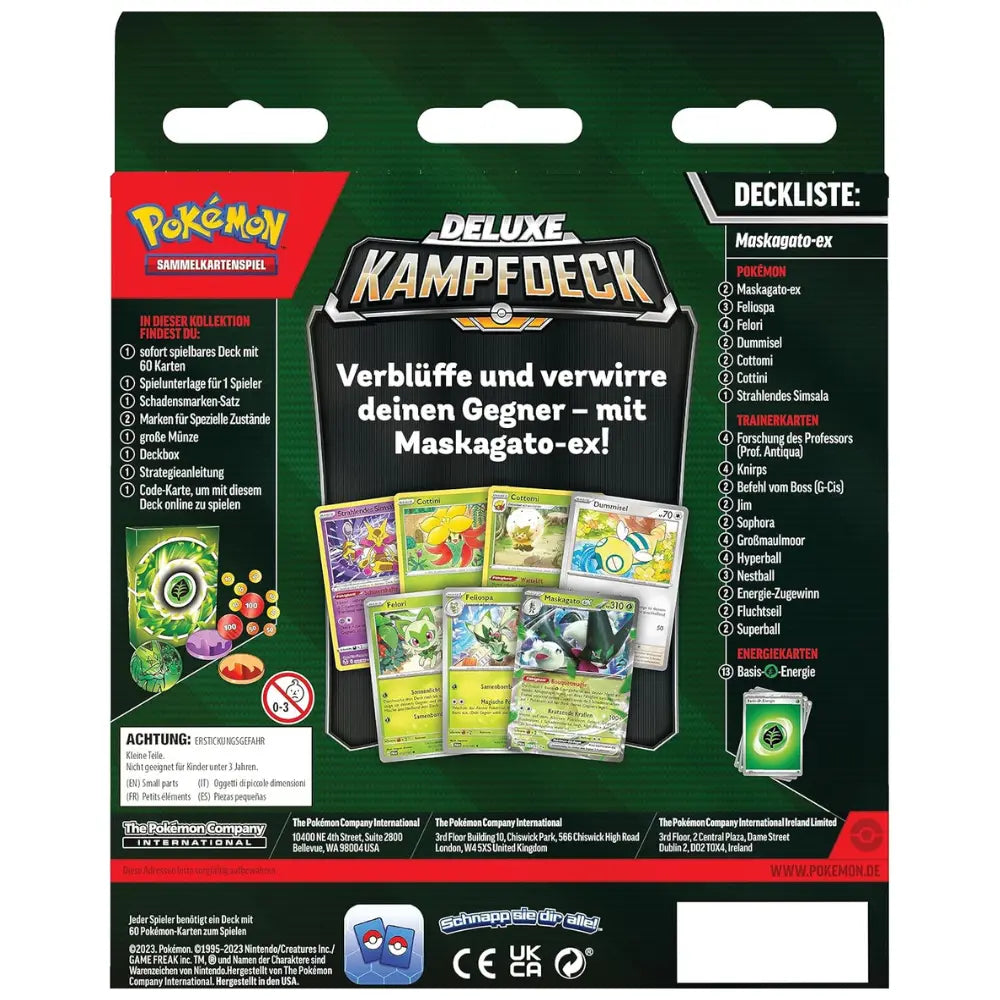 Rückseite Deluxe Kampfdeck Maskagato ex mit vollständiger Deckliste – bei CardsRfun