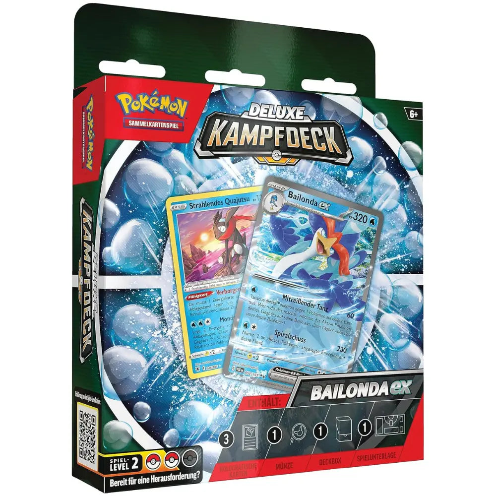 Pokemon Deluxe Kampfdeck Bailonda ex Frontcover mit Strahlendes Quajutsu – bei CardsRfun