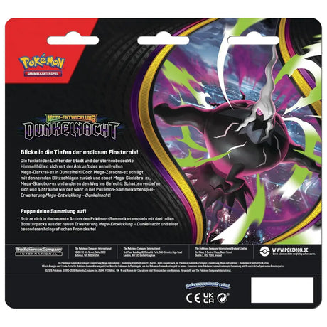 Rückseite Pokemon Dunkelnacht 3-Pack Blister Mega-Darkrai-ex DE – bei CardsRfun