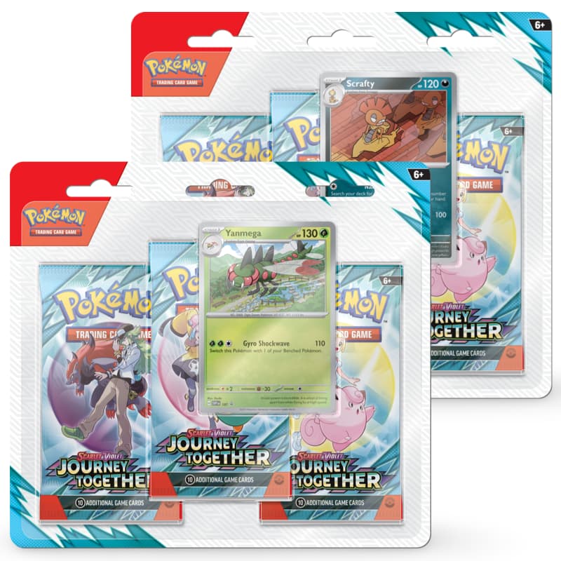 Pokemon Journey Together: 3-Pack Blister Yanmega Scrafty CardsRfun