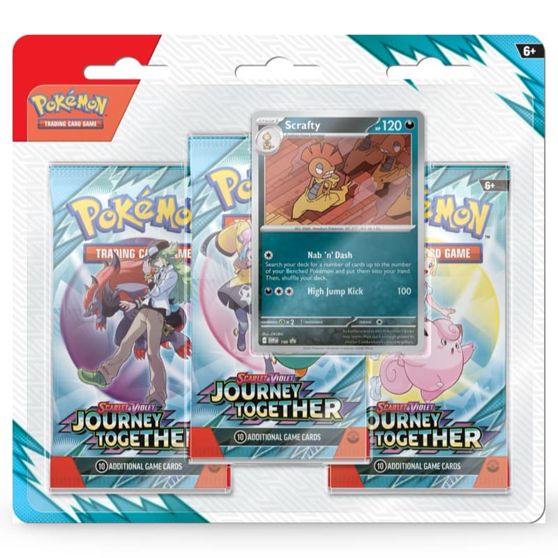 Pokemon Journey Together: 3-Pack Blister Yanmega Scrafty CardsRfun