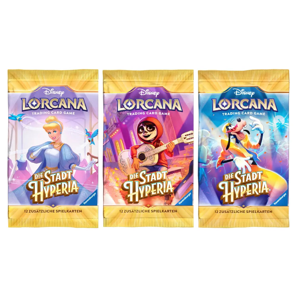 Lorcana Stadt Hyperia Boosterpacks Cinderella Miguel Goofy DE – bei CardsRfun