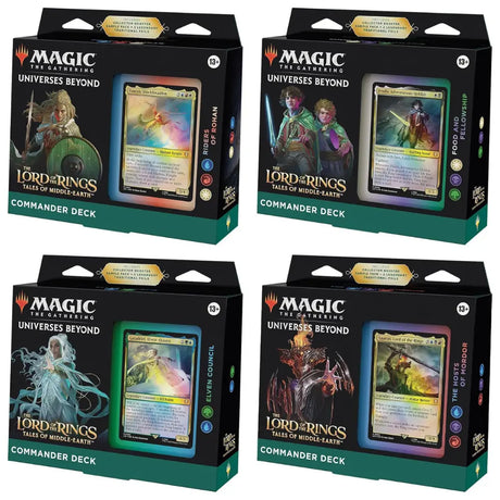 MTG LotR Commander Decks alle vier – Hosts of Mordor, Elven Council, Riders of Rohan, Food and Fellowship – bei CardsRfun