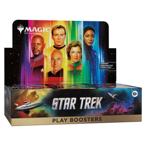 Magic: The Gathering Star Trek Play Booster Display – Verpackung mit Kirk, Picard, Sisko, Janeway – bei CardsRfun