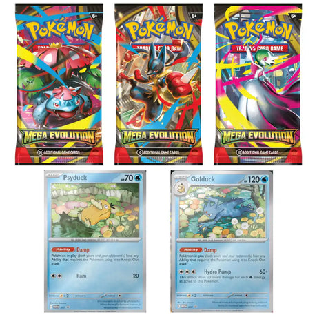 Pokemon Mega Evolution: 3-Pack Blister Psyduck Golduck CardsRfun