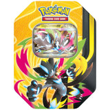 Rückseite Pokemon Mega Kräfte Tin mit Inhaltsangabe DE – bei CardsRfun