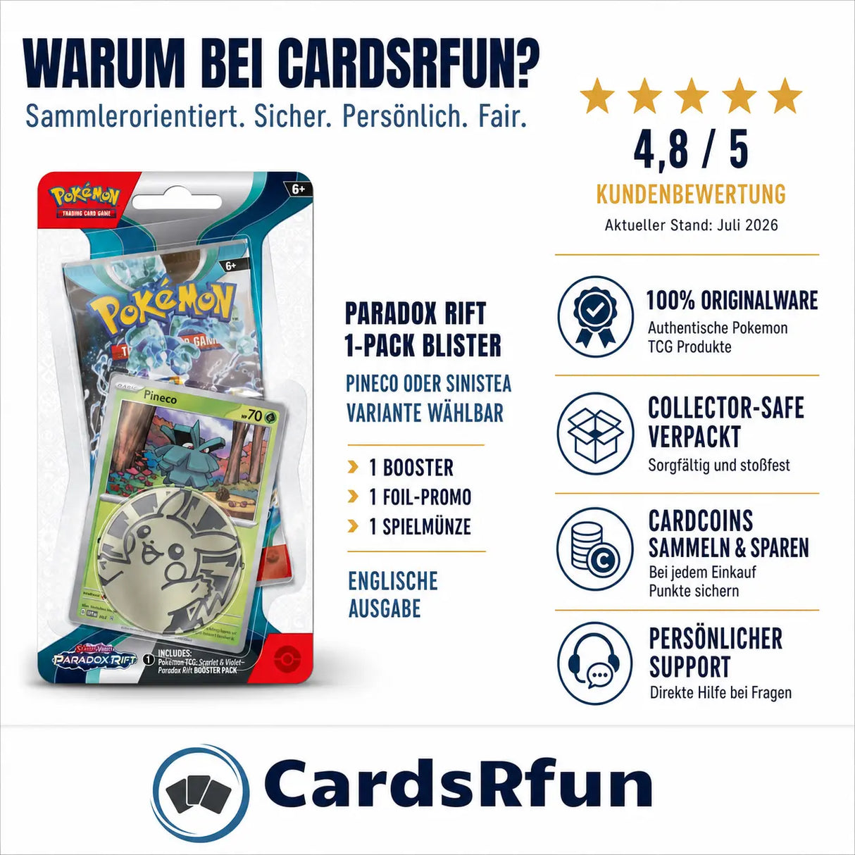 Pokemon Paradox Rift: 1-Pack Blister Pineco/ Sinistea