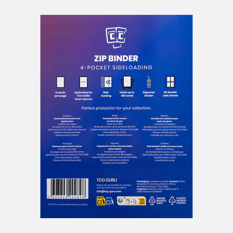 TCG Guru Zip Binder Xenon Grey Produktdetails Rückseite – bei CardsRfun