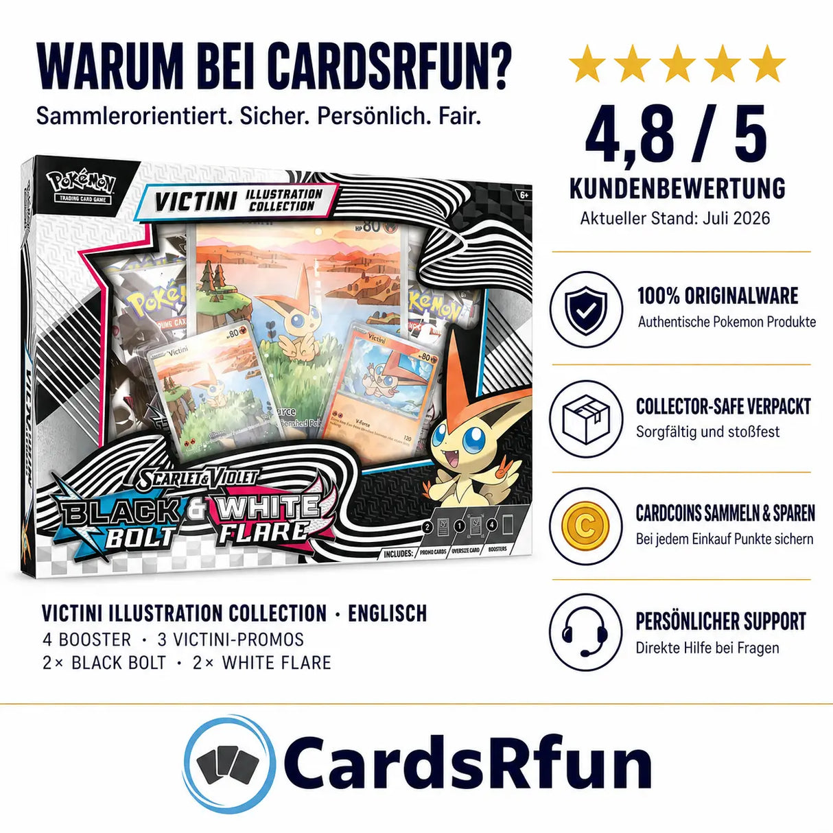 Pokemon Black Bolt & White Flare - Victini Illustration Collection (SV 10.5) (B-Stock)