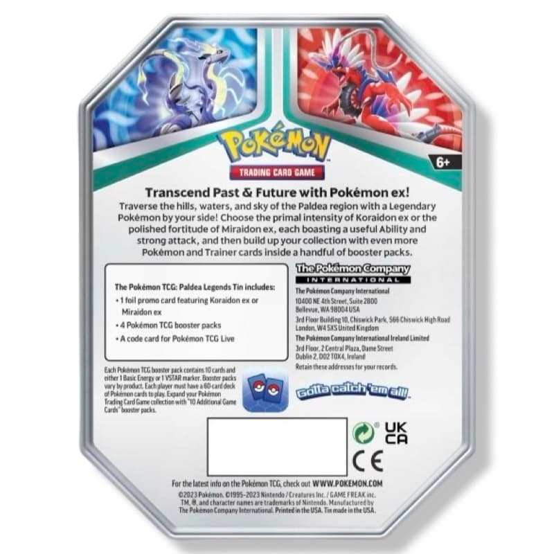 Pokemon Paldea Legends Tin: Koraidon / Miraidon – CardsRfun