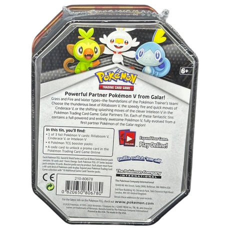 Pokemon Galar Partner Tin: Cinderace V/ Inteleon V/ Rillaboom V